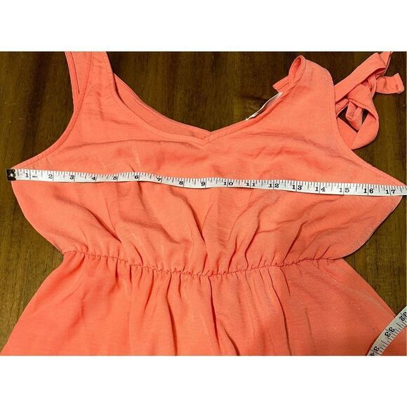 Everly Tiered Tie Strap Dress Coral Size Small - Picture 12 of 13